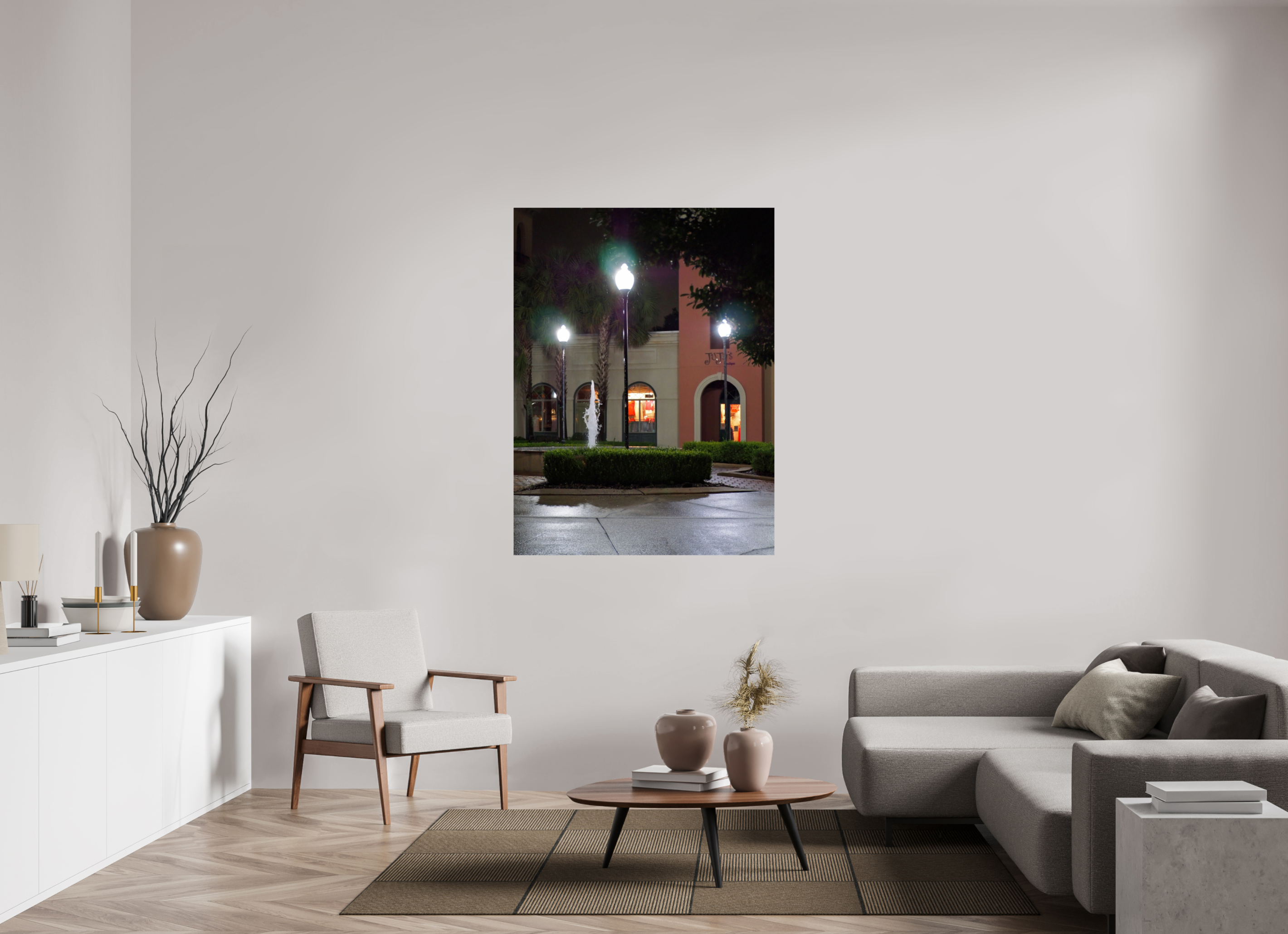 42 x 56″, Fuji Crystal DP II Plaza with fountain and store