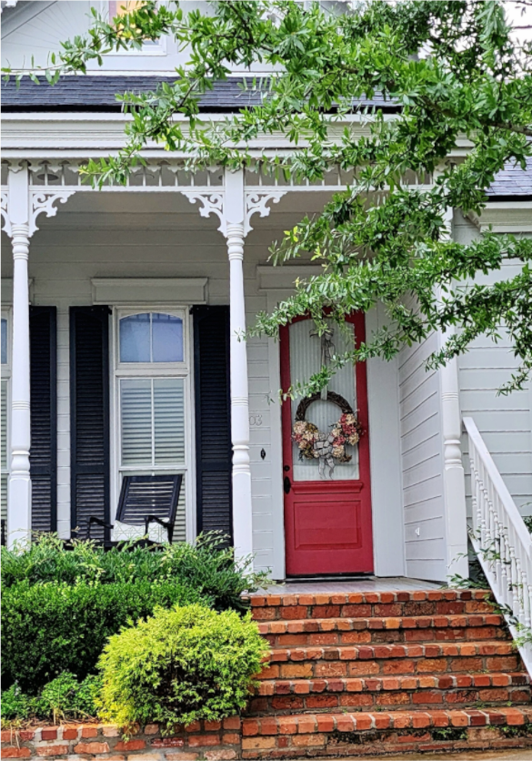 Main image Red door with wreath