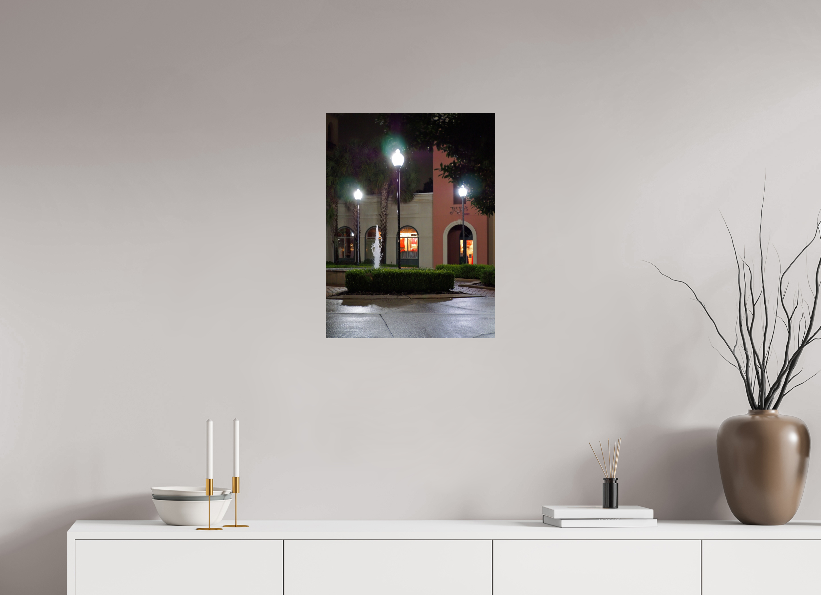 18 x 24″, Fuji Crystal DP II Plaza with fountain and store