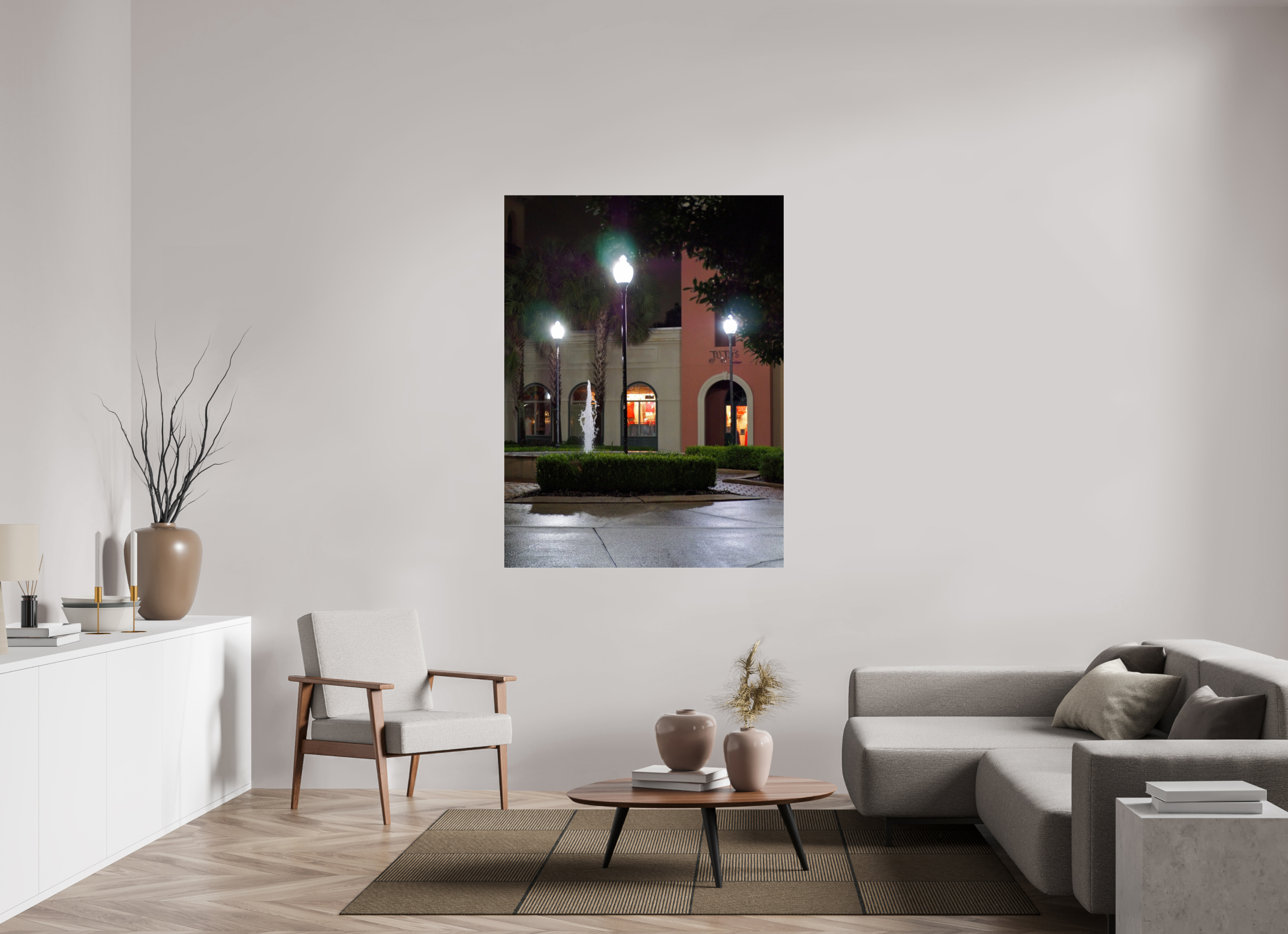45 x 60″, Fuji Crystal DP II Plaza with fountain and store