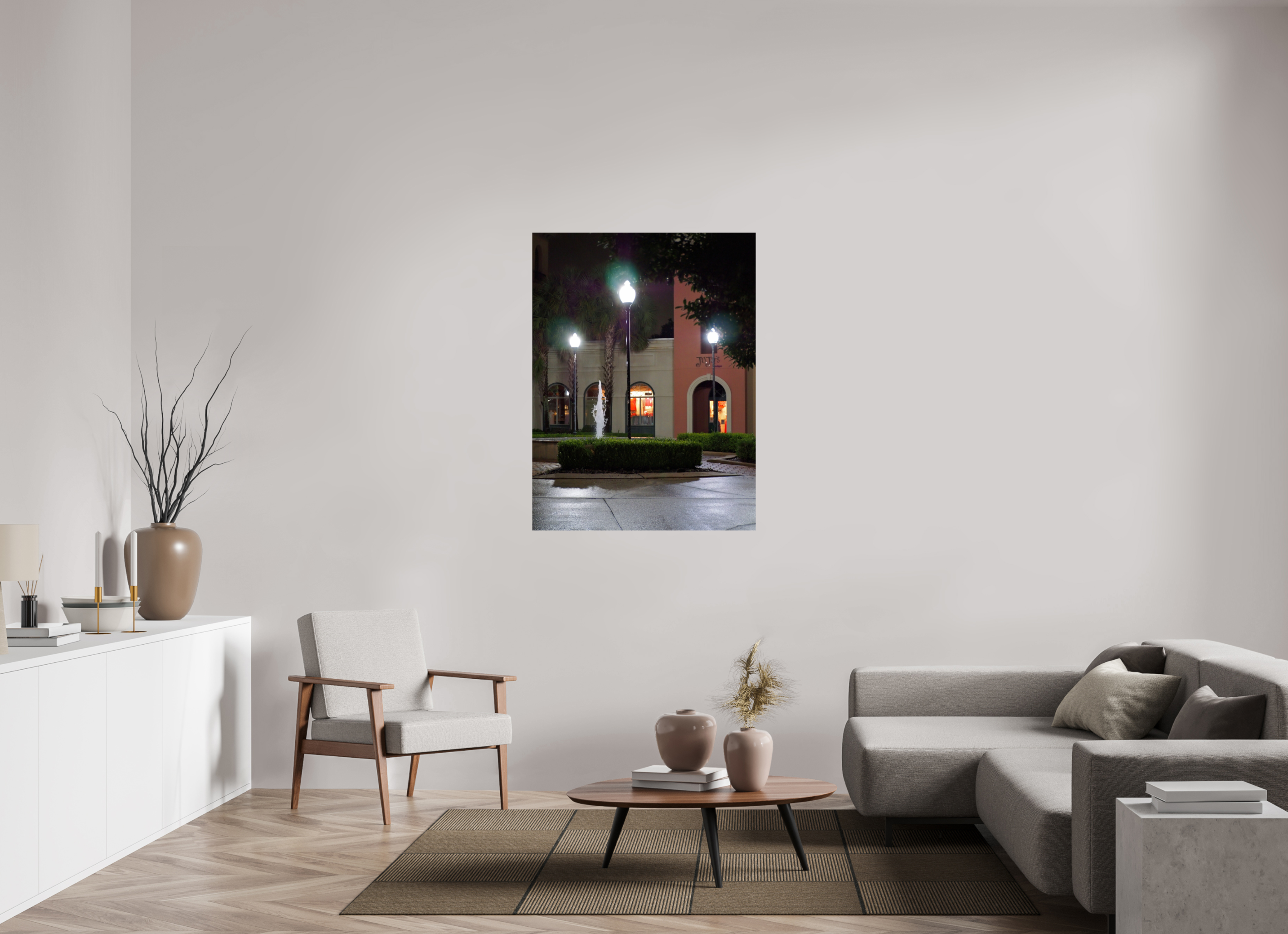 36 x 48″, Fuji Crystal DP II Plaza with fountain and store